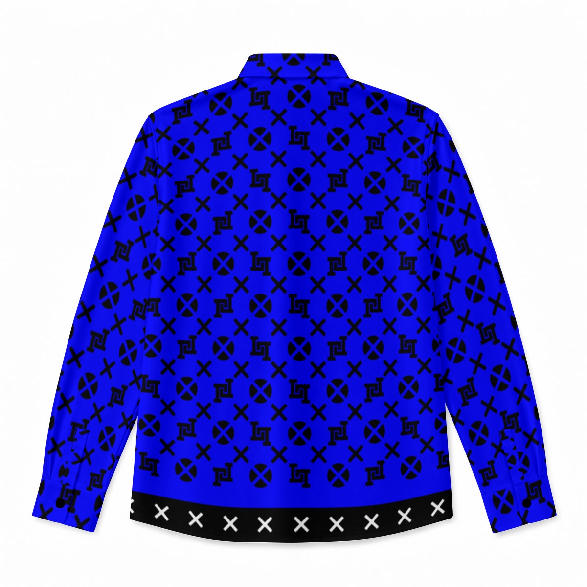 Men's Lobo LeBlanc Blue Rayon Silk Long-Sleeved Shirt