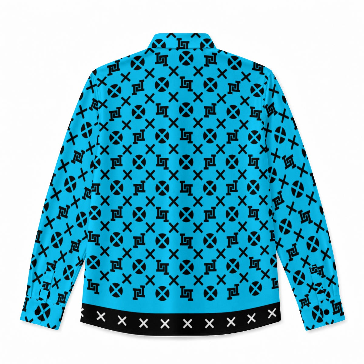 Men's Lobo LeBlanc Light Blue Rayon Silk Long-Sleeved Shirt
