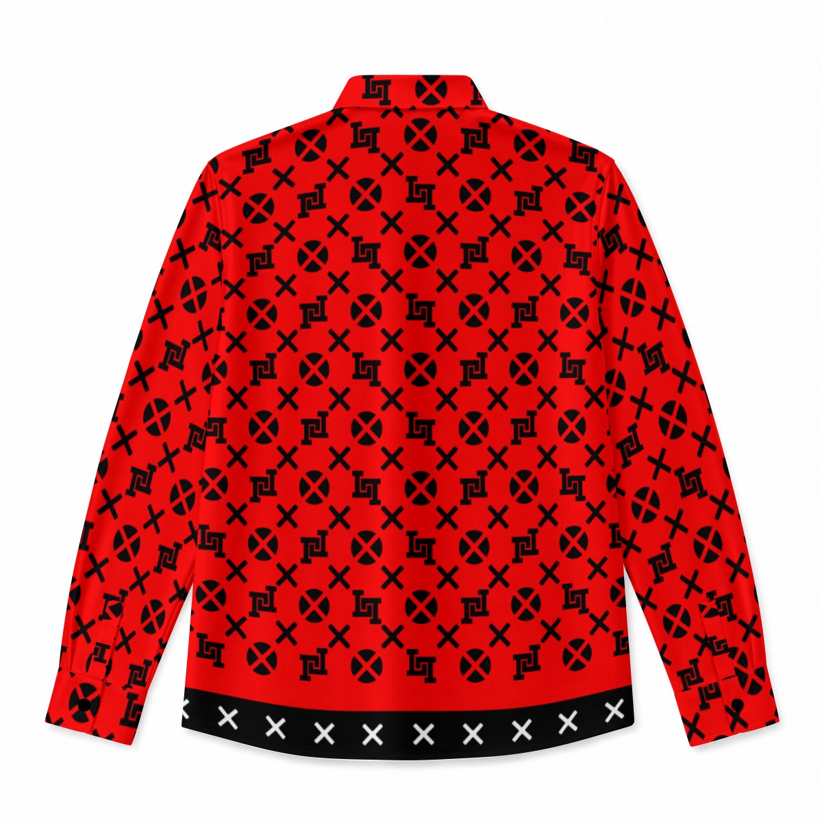 Men's Lobo LeBlanc Red Rayon Silk Long-Sleeved Shirt