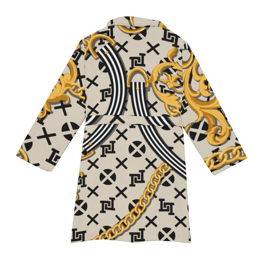 Lobo LeBlanc Gold Monogram Fleece Robe
