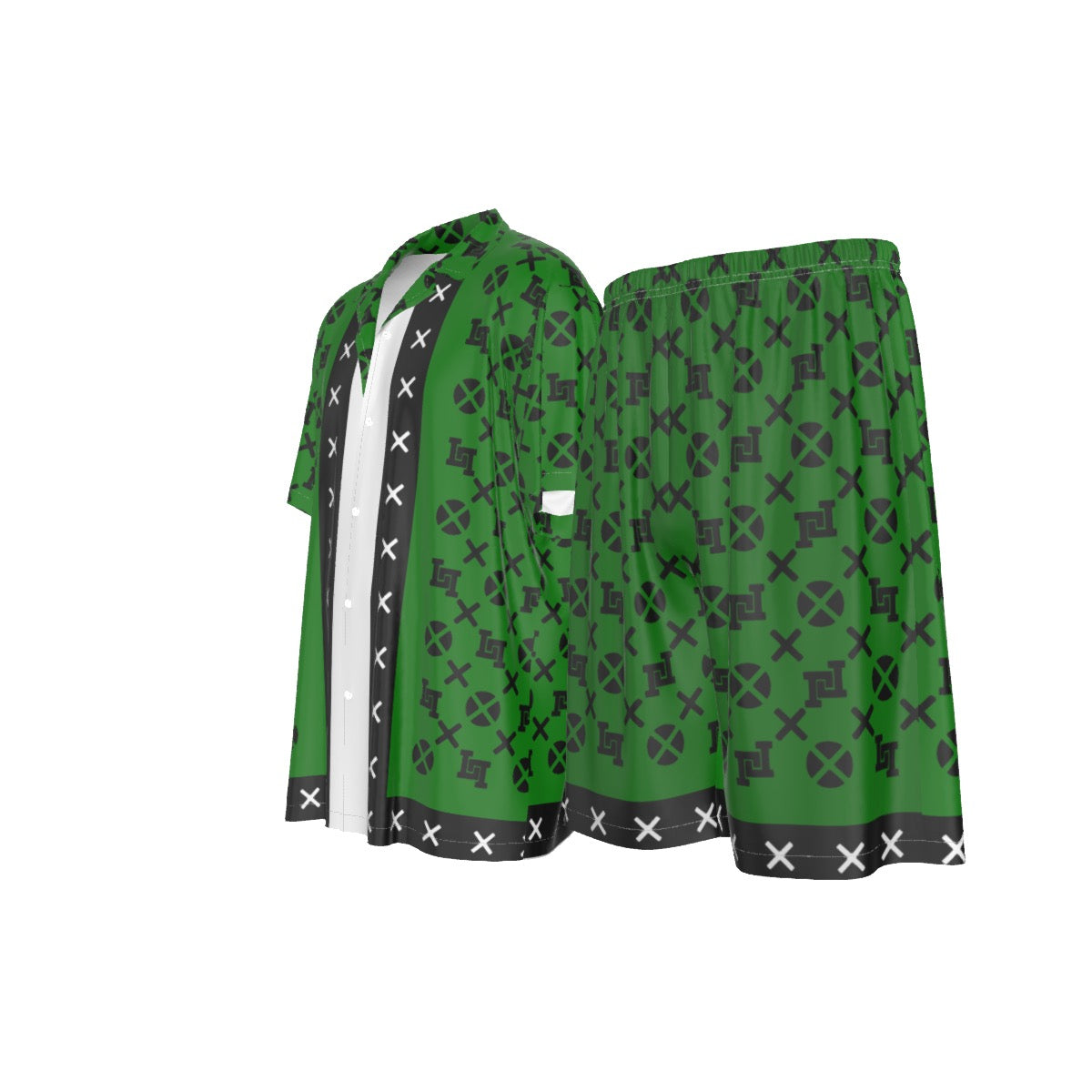 Men's Lobo LeBlanc Green Rayon Silk Shirt Suit