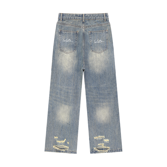 Lobo LeBlanc Vintage Wash Distressed Denim Jeans