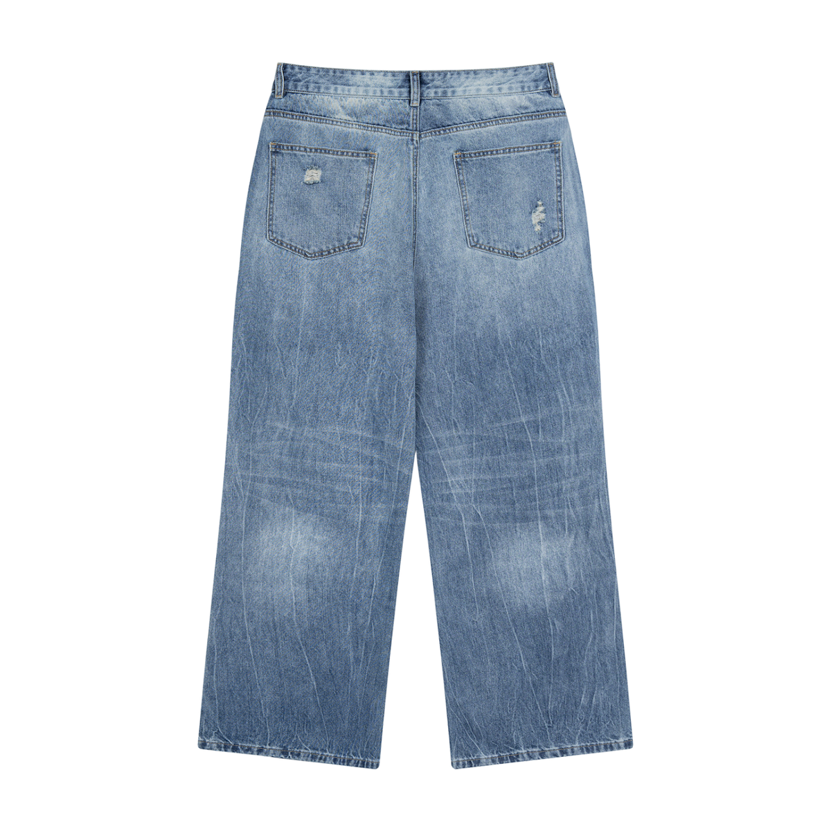 Men's Distressed Straight Leg Denim Jeans