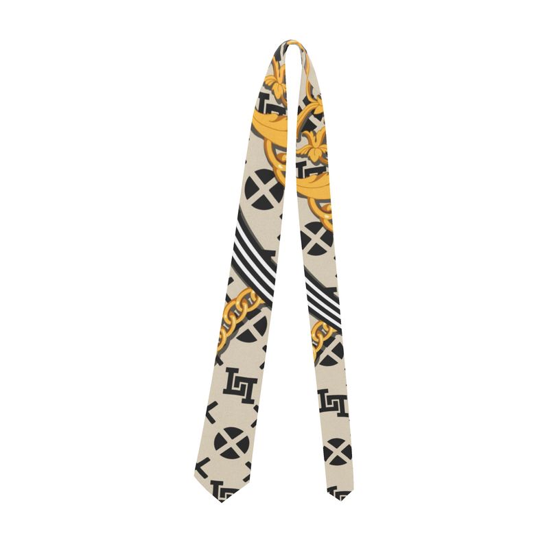 Lobo LeBlanc Gold Monogram Handmade Silk Neck Tie