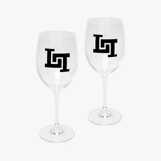 Lobo LeBlanc Double L Logo Wine Glasses 17oz