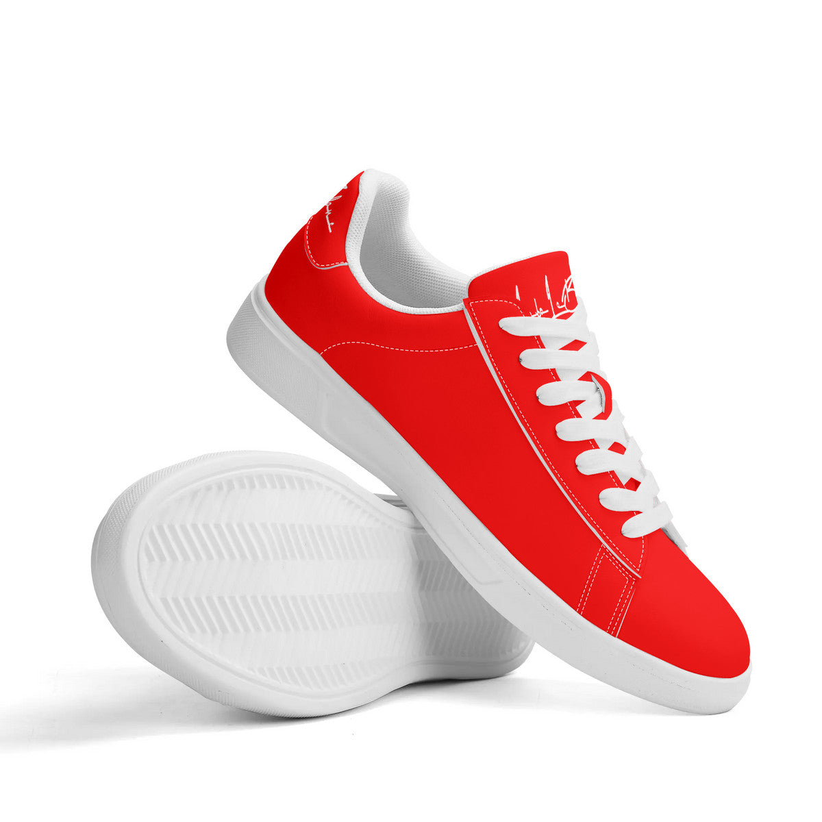 Lobo LeBlanc Unisex Premium Synthetic Red Leather Sneakers