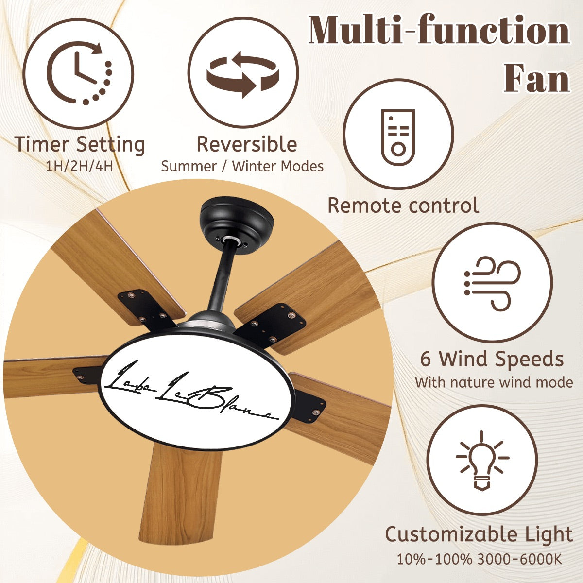 Lobo LeBlanc Signature Logo Ceiling Fan With Light