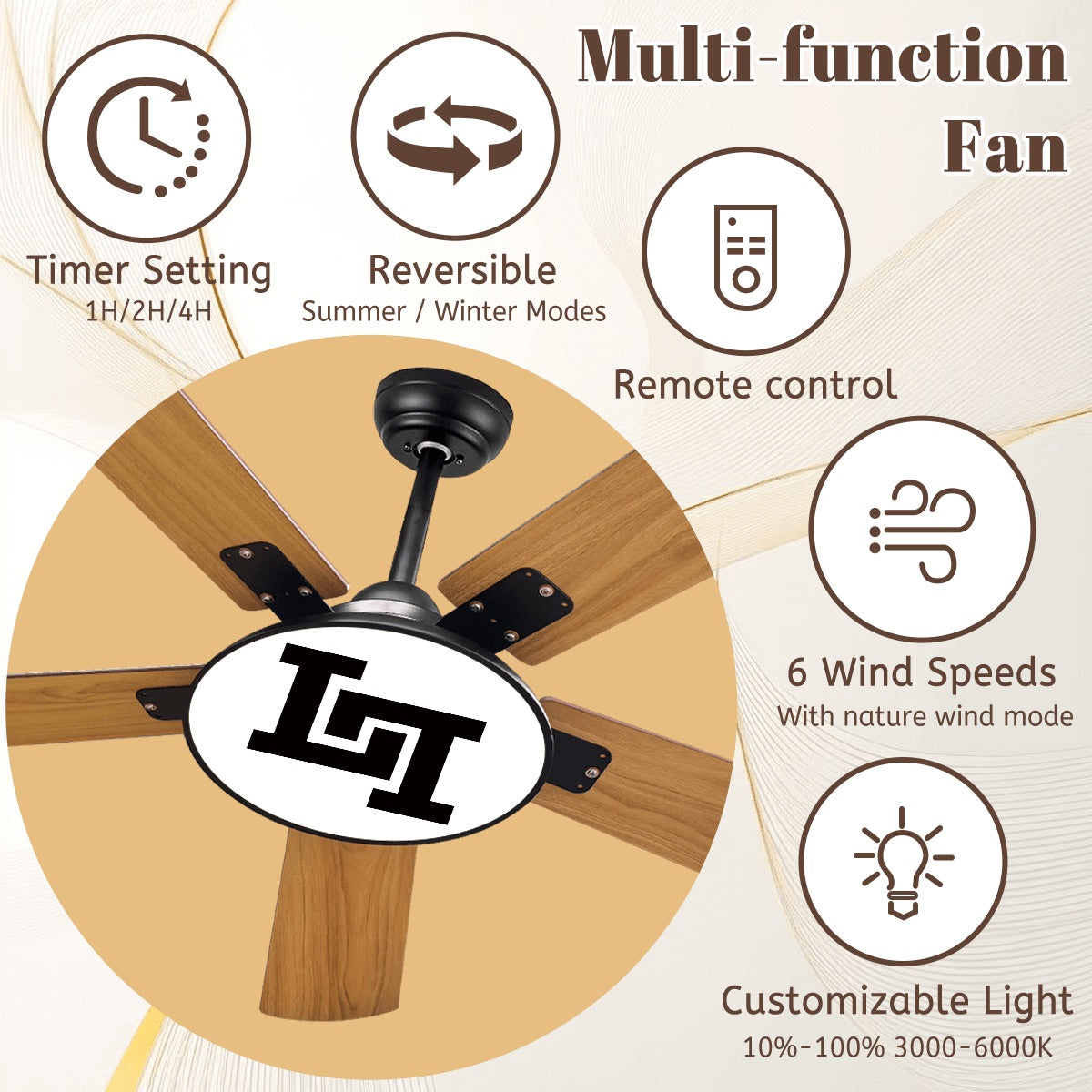 Lobo LeBlanc Double L Logo Ceiling Fan With Light