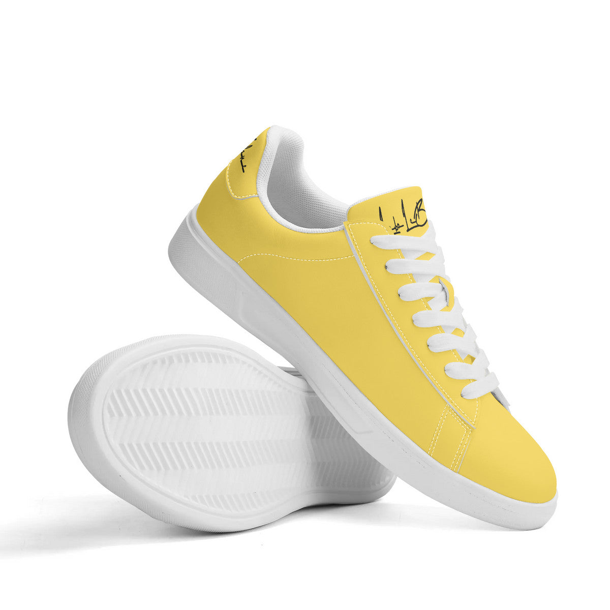 Lobo LeBlanc Unisex Premium Synthetic Yellow Leather Sneakers