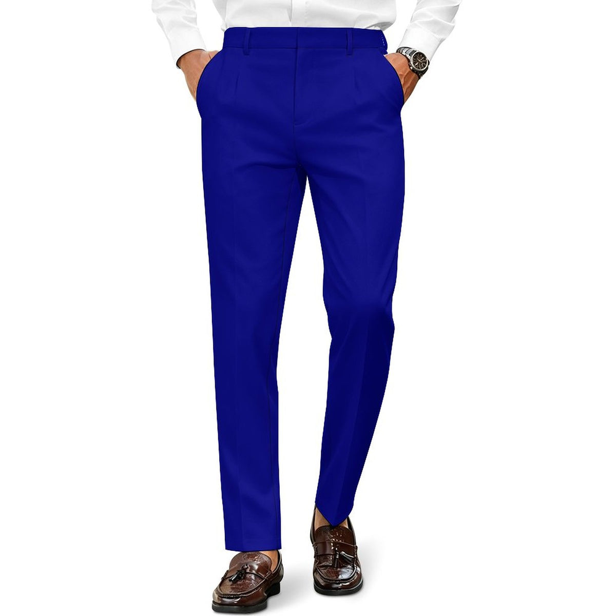 NAVY BLUE 260gsm Suit Casual Pants For Men(All-Over Printing)