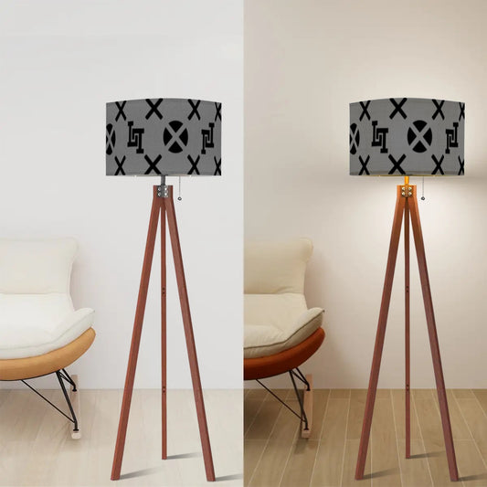 Lobo LeBlanc Gray Monogram Tripod Floor Lamp