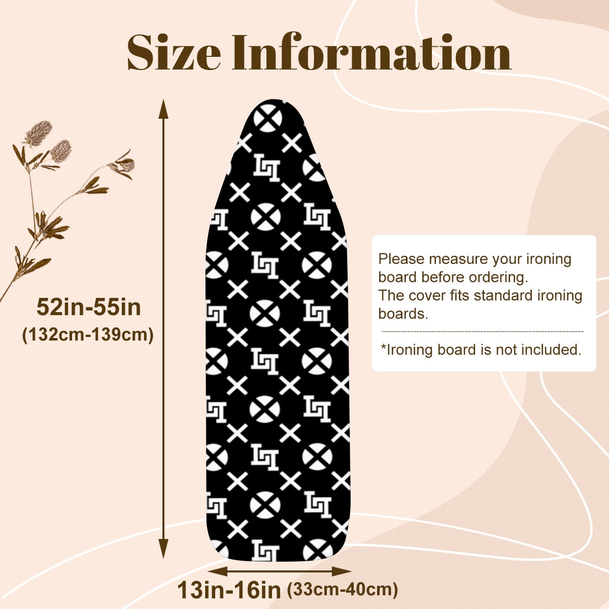 Lobo LeBlanc Black Monogram Ironing Board Cover