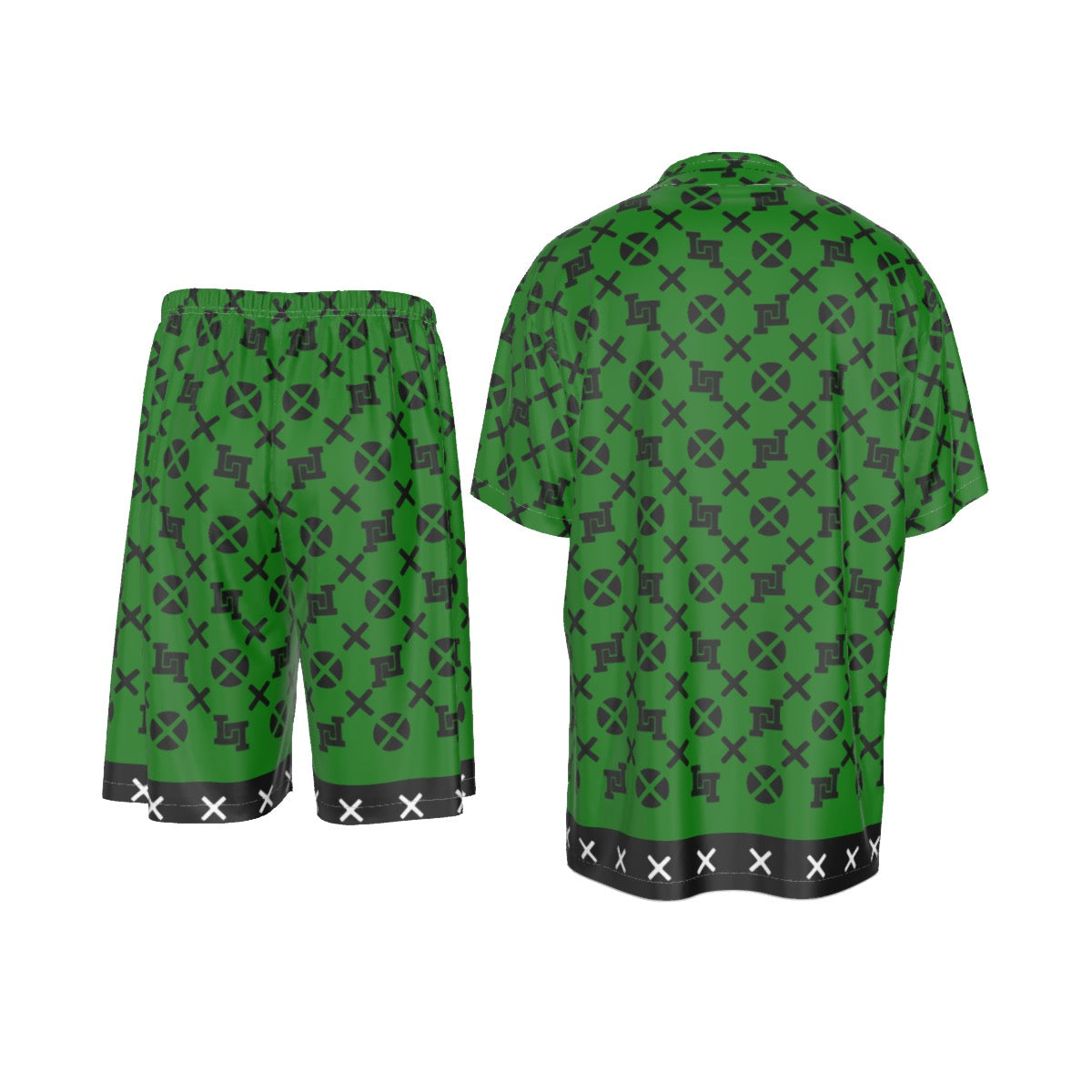 Men's Lobo LeBlanc Green Rayon Silk Shirt Suit