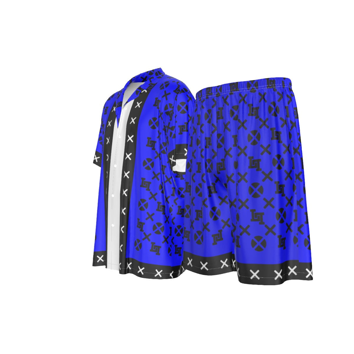 Men's Lobo LeBlanc Blue Rayon Silk Shirt Suit Set