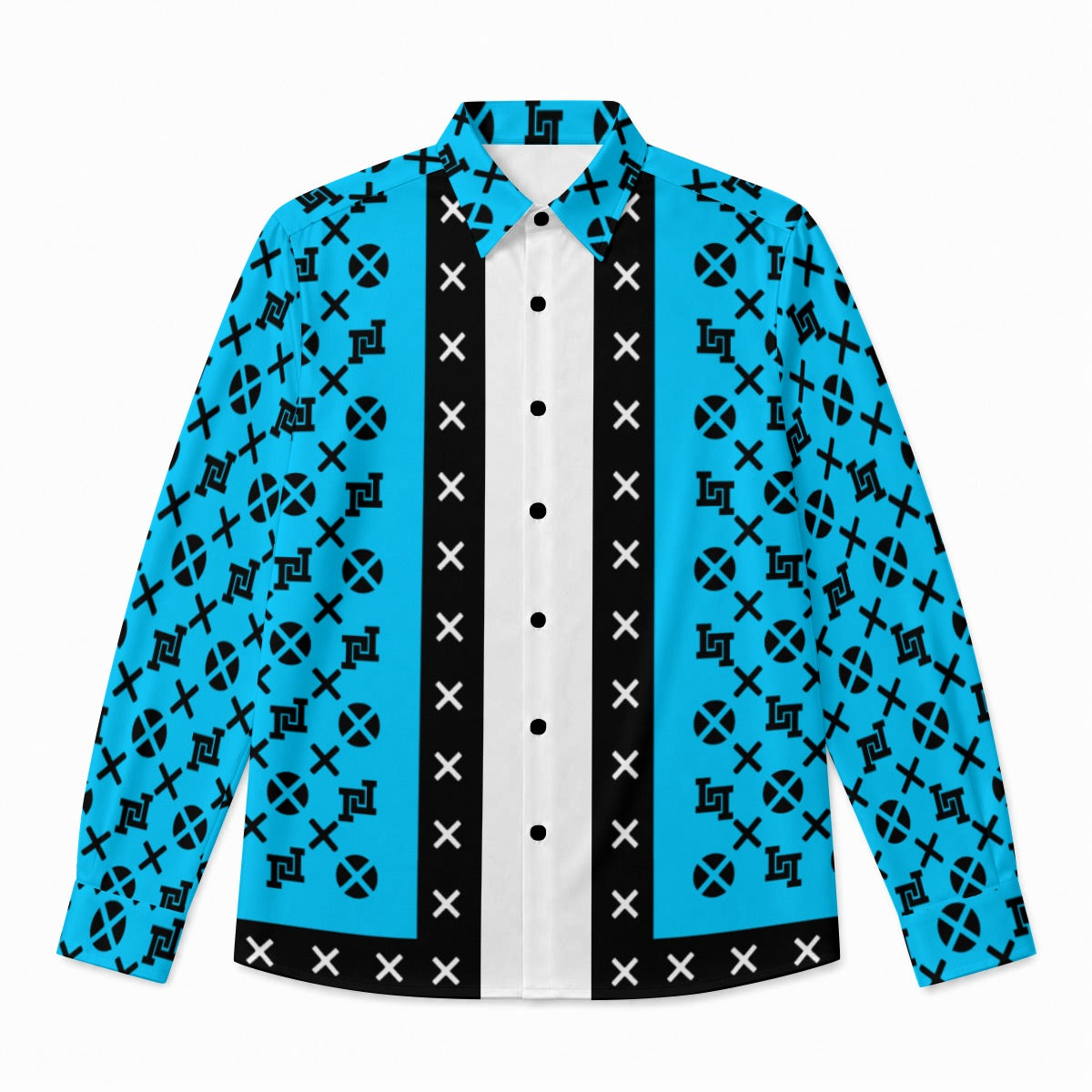 Men's Lobo LeBlanc Light Blue Rayon Silk Long-Sleeved Shirt
