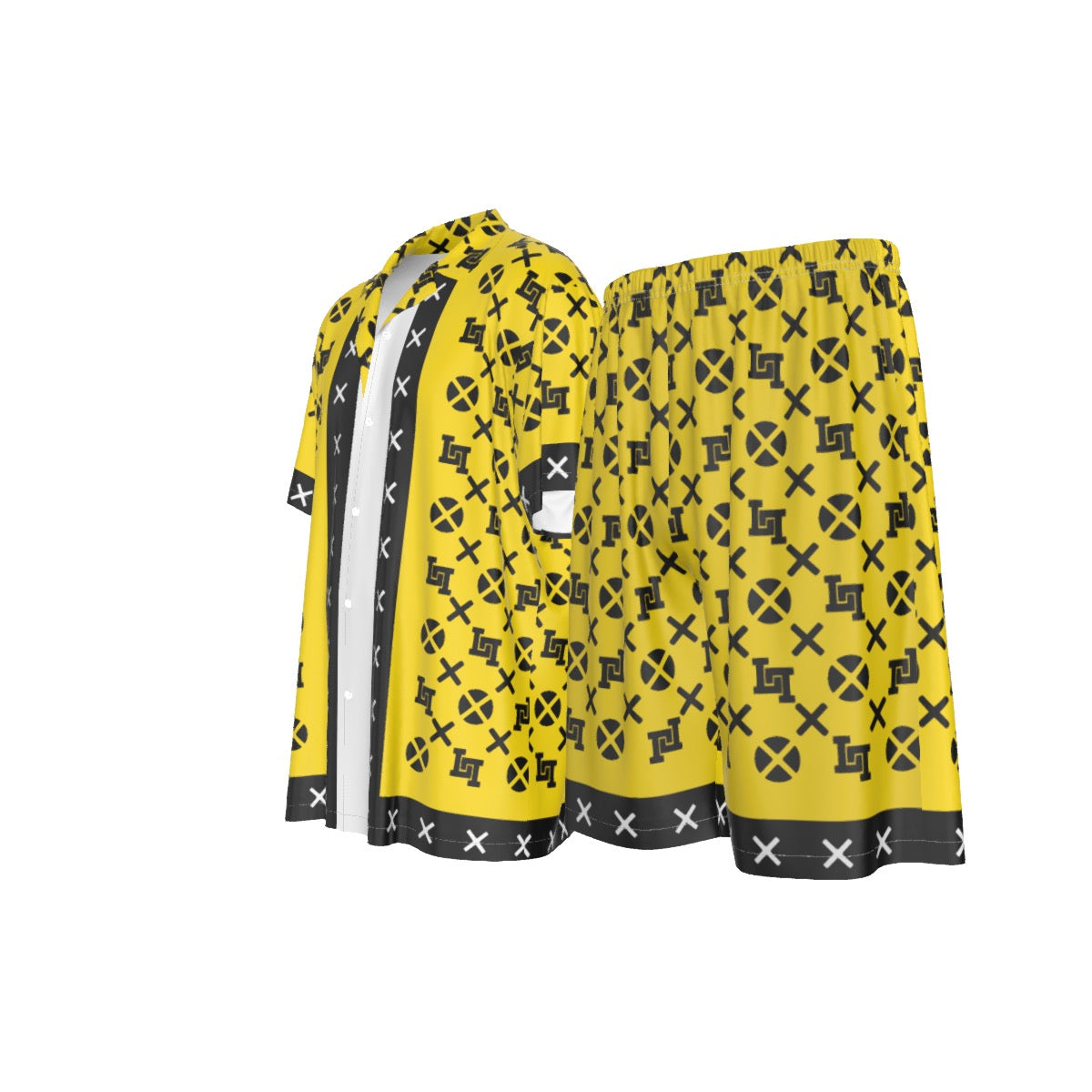 Men's Lobo LeBlanc Yellow Rayon Silk Shirt Suit Set