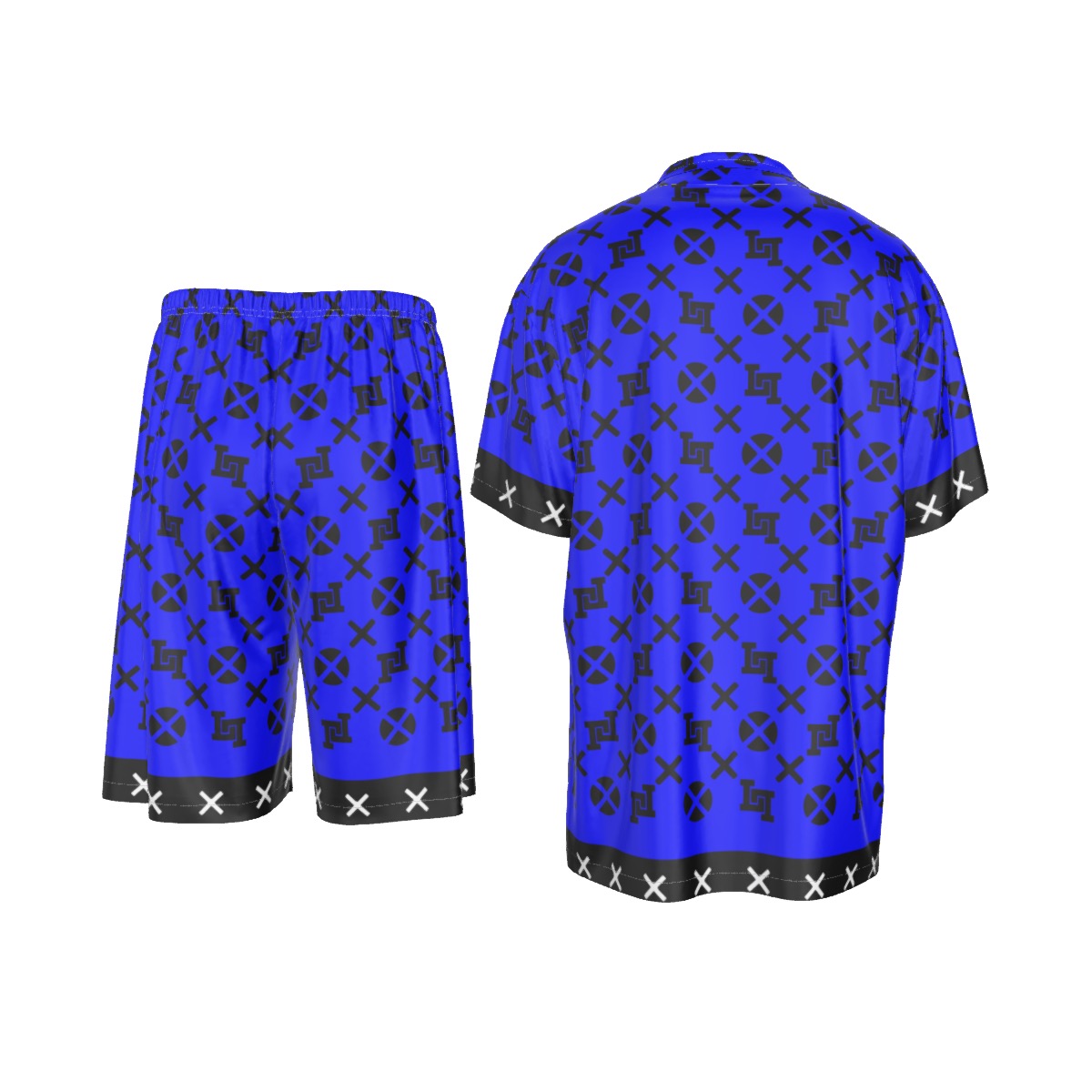 Men's Lobo LeBlanc Blue Rayon Silk Shirt Suit Set