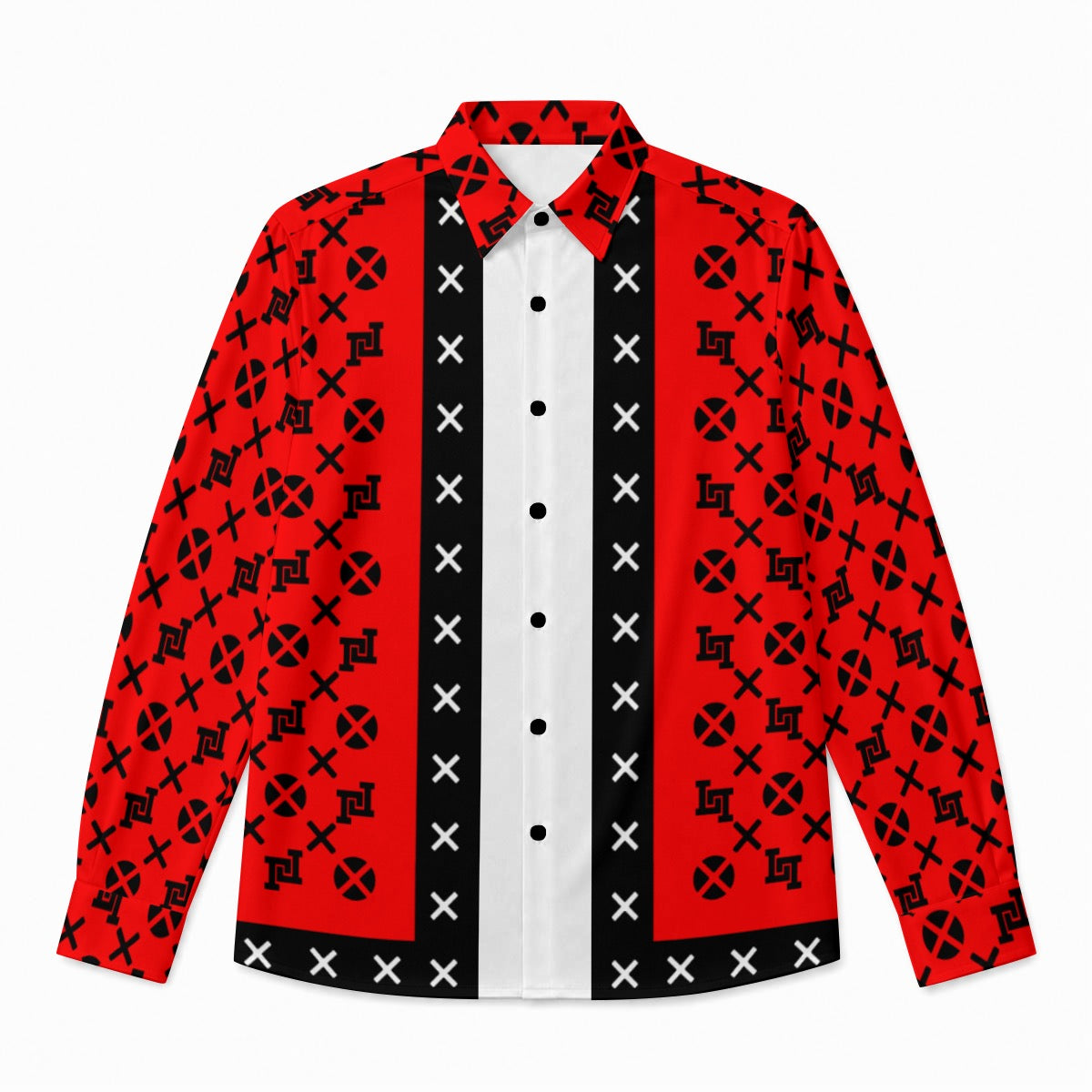 Men's Lobo LeBlanc Red Rayon Silk Long-Sleeved Shirt
