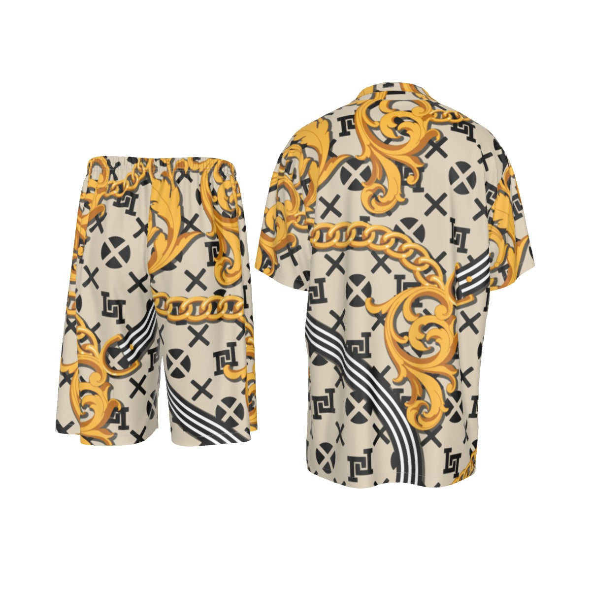 Men's Lobo LeBlanc Gold Rayon Silk Shirt Suit Set
