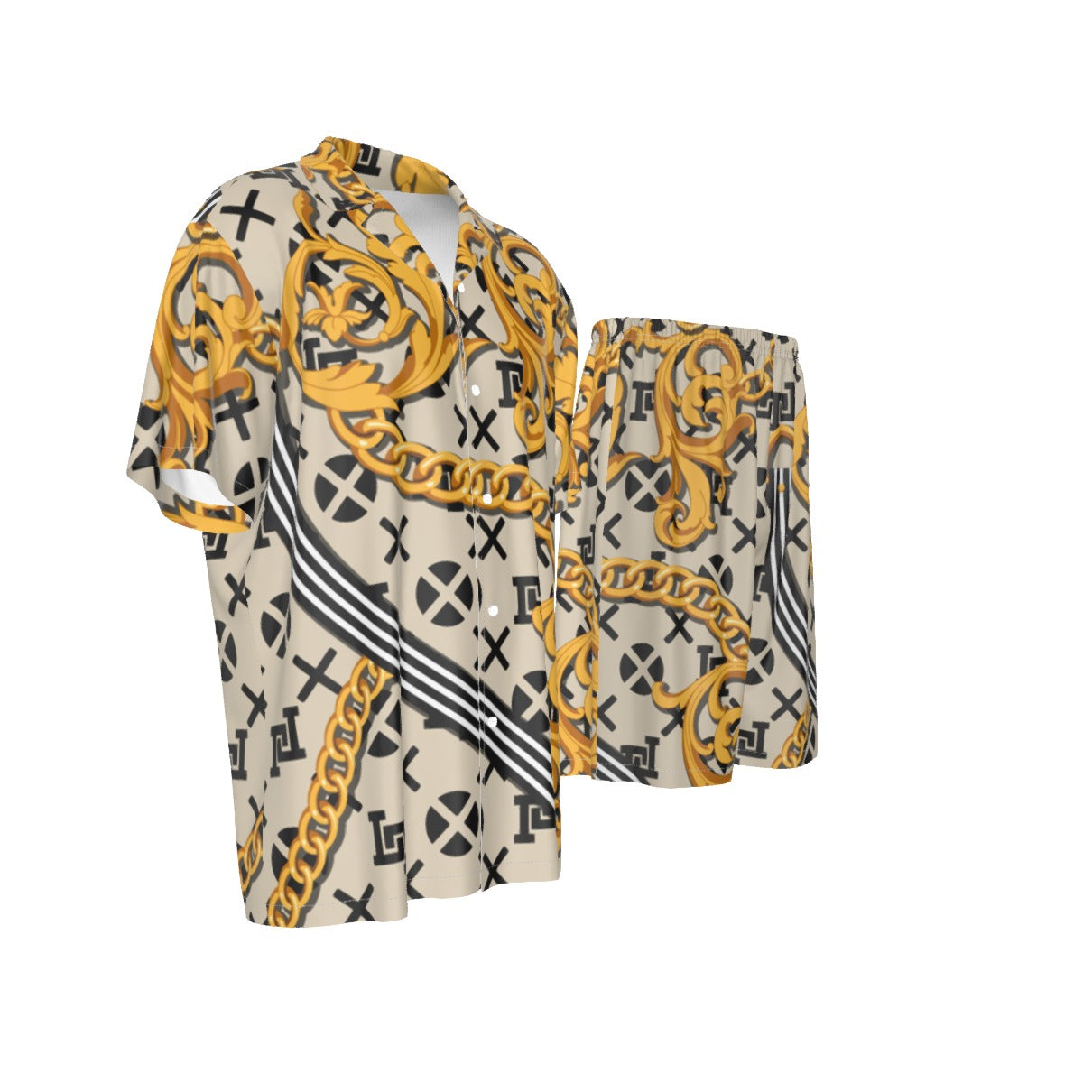 Men's Lobo LeBlanc Gold Rayon Silk Shirt Suit Set