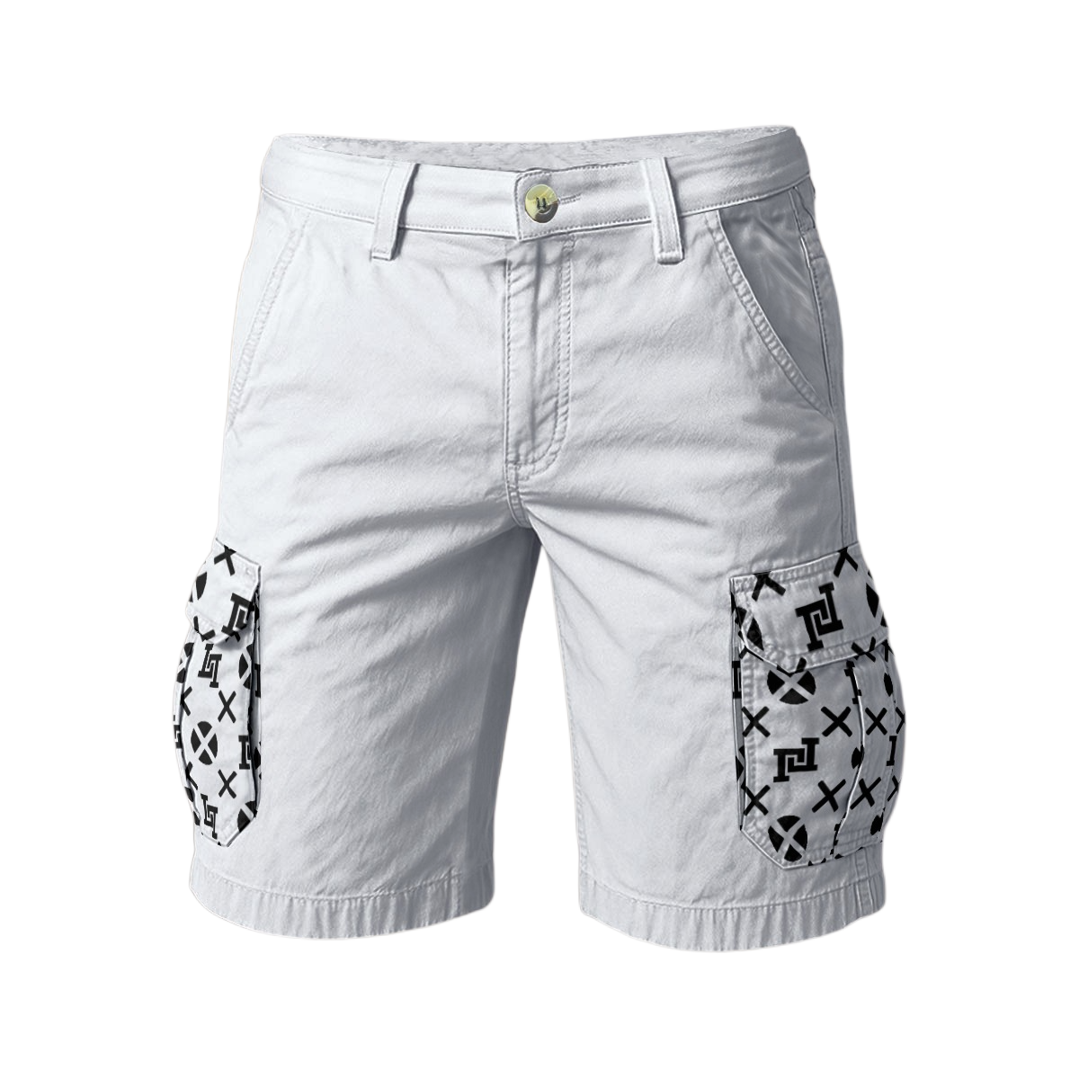 Men's Lobo LeBlanc White Monogram Cargo Shorts