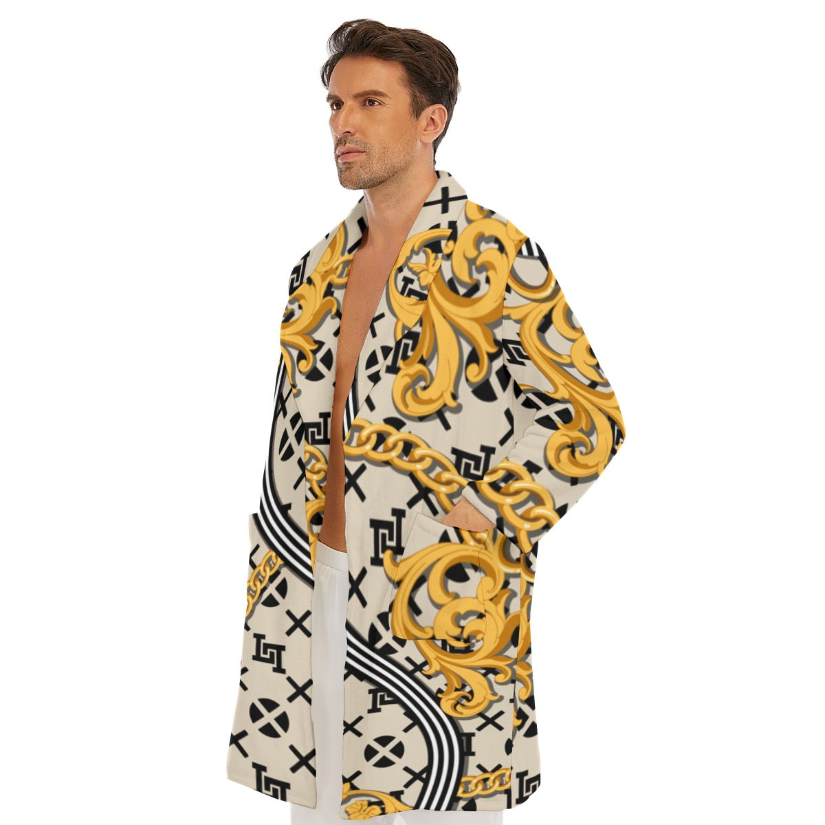All-Over Print Men's Borg Fleece Robe