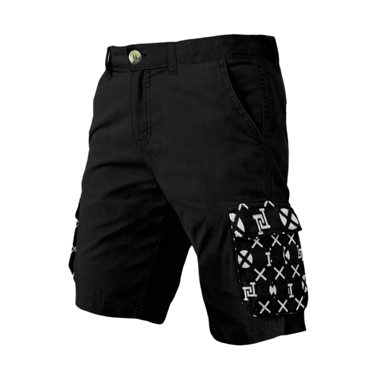 Men's Lobo LeBlanc Black Monogram Cargo Shorts