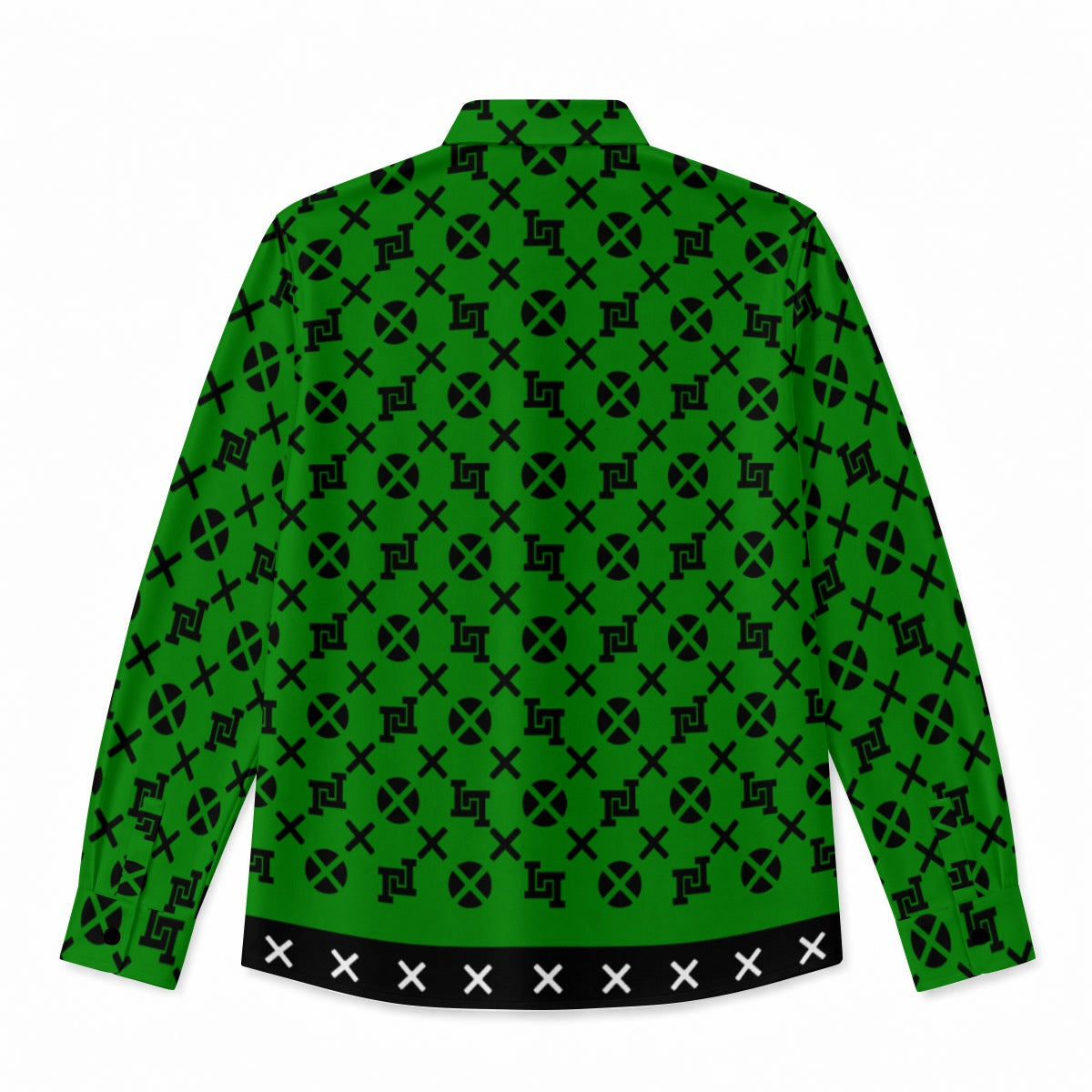 Men's Lobo LeBlanc Green Rayon Silk Long-Sleeved Shirt