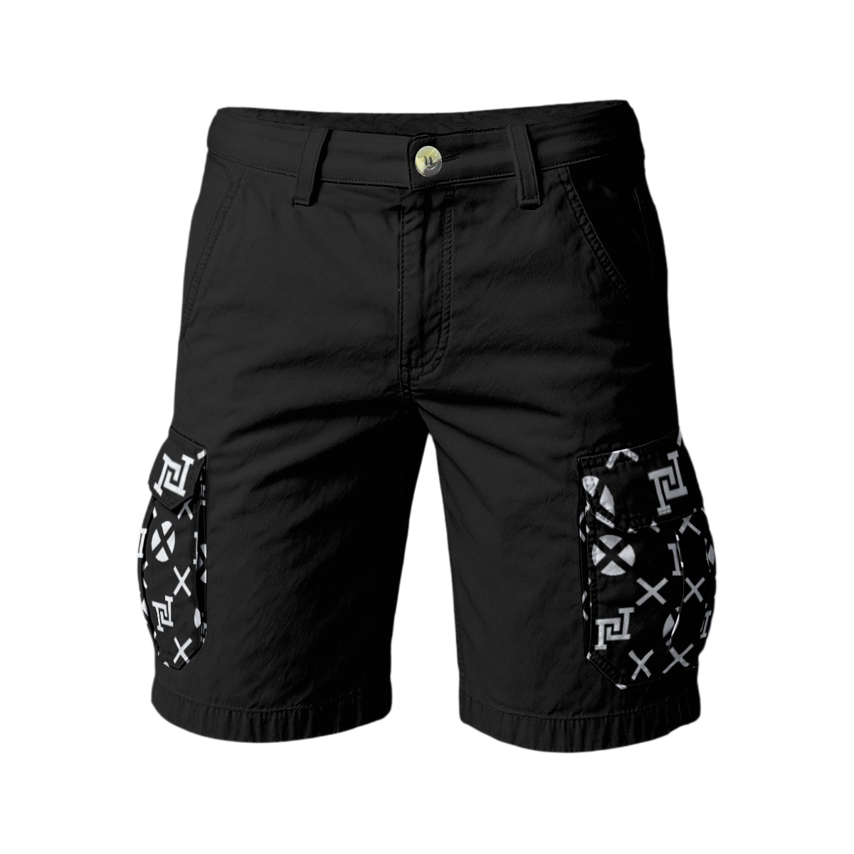 Men's Lobo LeBlanc Black Monogram Cargo Shorts
