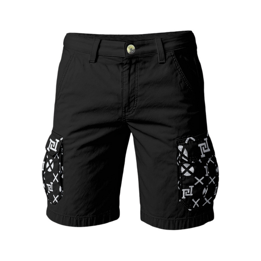 Men's Lobo LeBlanc Black Monogram Cargo Shorts