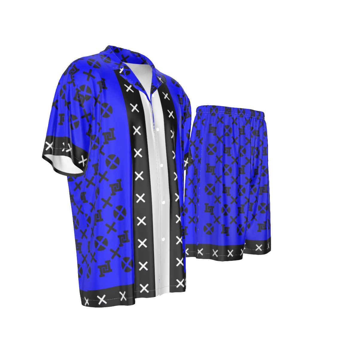 Men's Lobo LeBlanc Blue Rayon Silk Shirt Suit Set