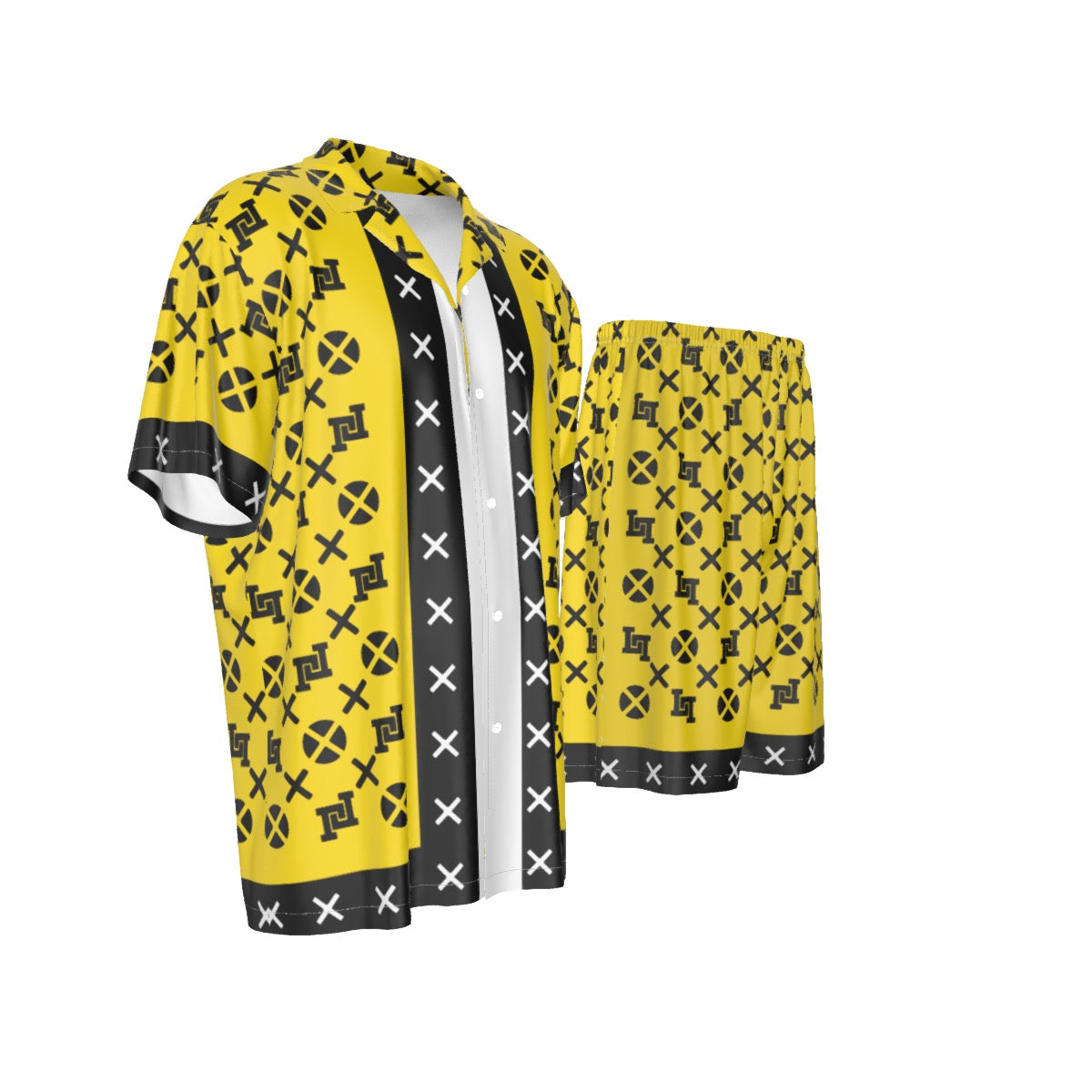 Men's Lobo LeBlanc Yellow Rayon Silk Shirt Suit Set