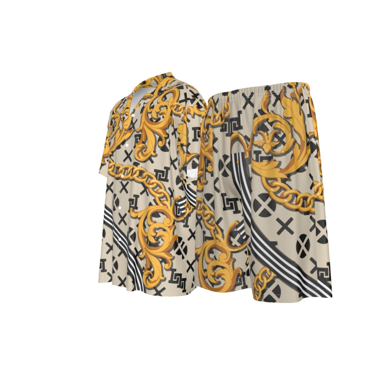 Men's Lobo LeBlanc Gold Rayon Silk Shirt Suit Set
