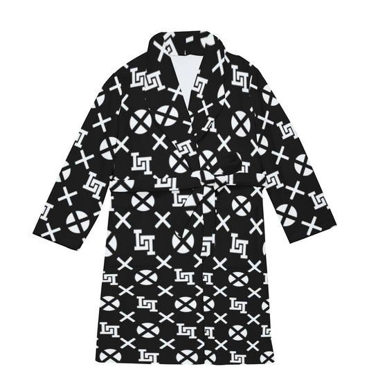 Lobo LeBlanc Black Monogram Fleece Robe