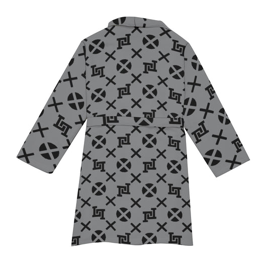 Lobo LeBlanc Gray Monogram Fleece Robe