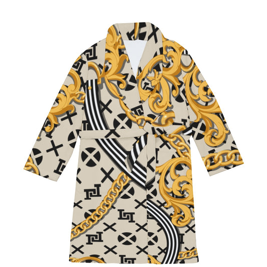 Lobo LeBlanc Gold Monogram Fleece Robe
