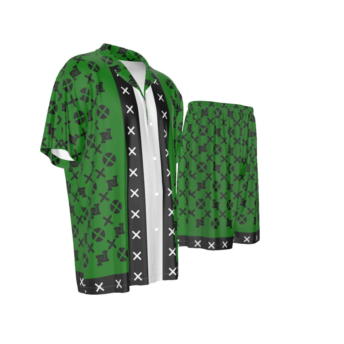 Men's Lobo LeBlanc Green Rayon Silk Shirt Suit