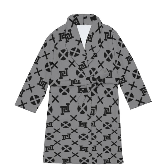 Lobo LeBlanc Gray Monogram Fleece Robe