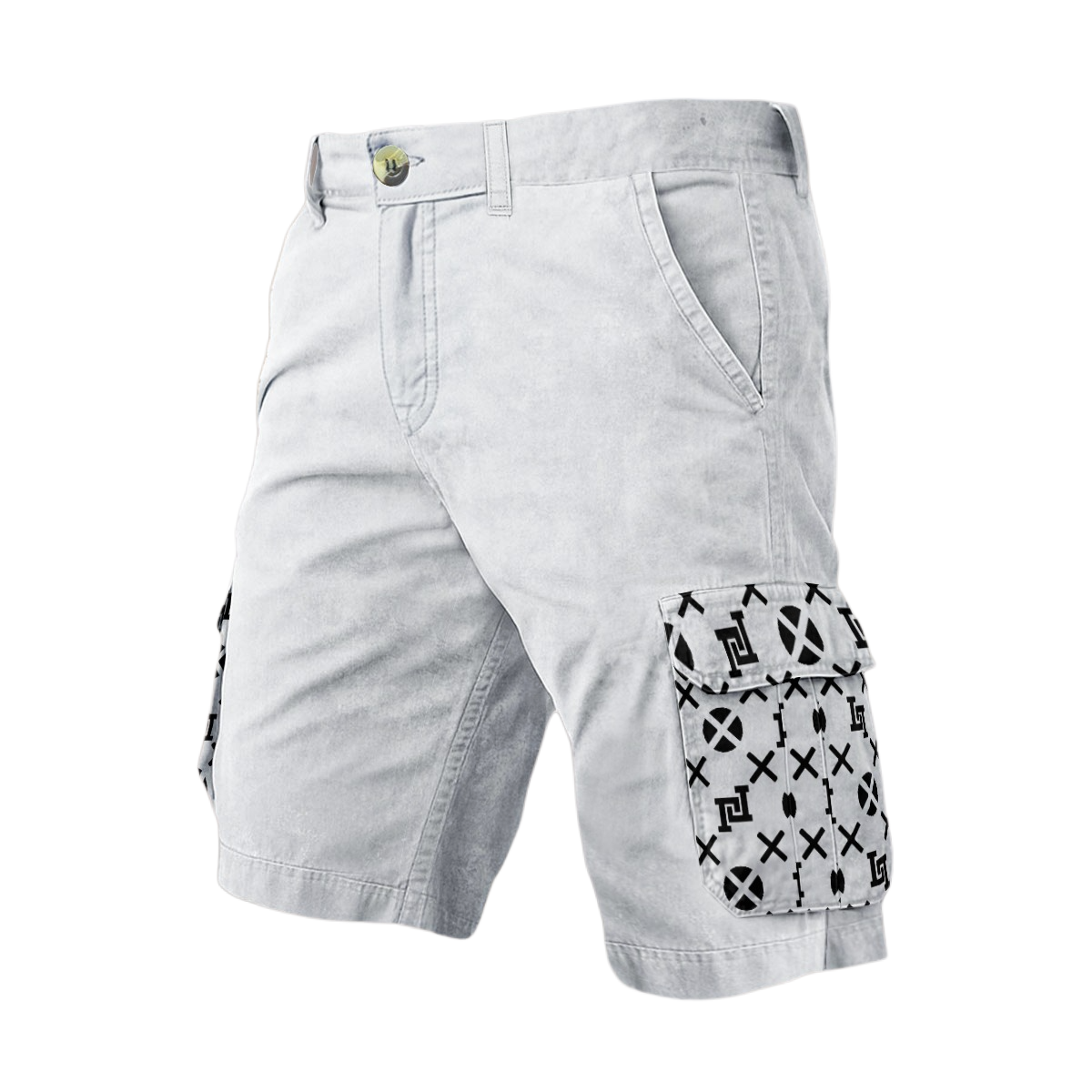 Men's Lobo LeBlanc White Monogram Cargo Shorts