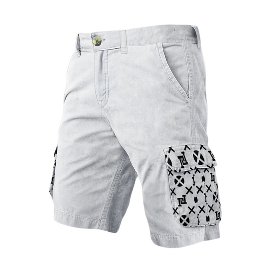 Men's Lobo LeBlanc White Monogram Cargo Shorts