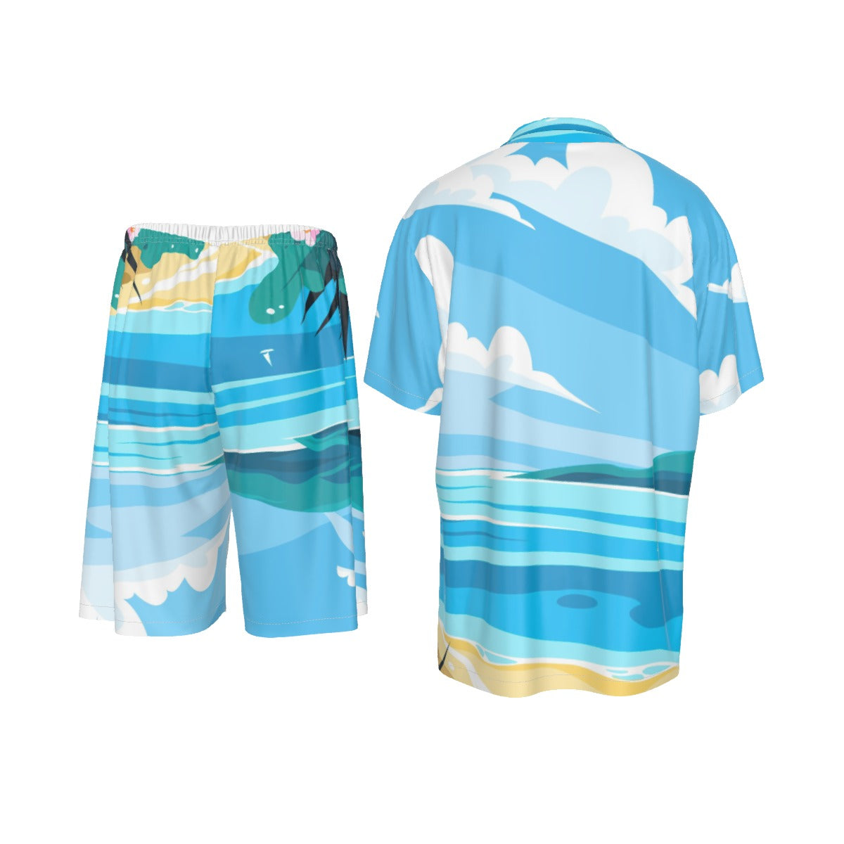 Men's Lobo LeBlanc 3D Sky Rayon Silk Shirt Suit Set