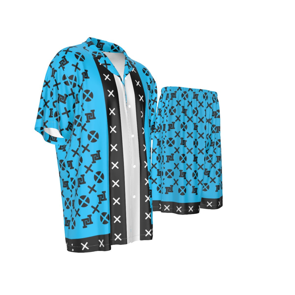 Men's Lobo LeBlanc Light Blue Rayon Silk Shirt Suit