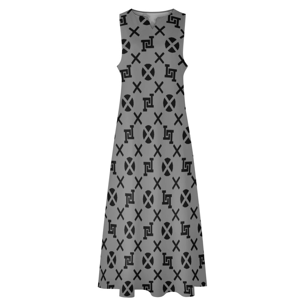 Lobo LeBlanc Stealth Maxi Gray Monogram Long Dress