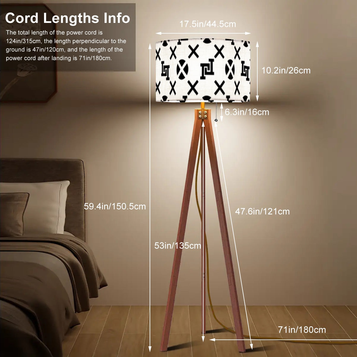 Lobo LeBlanc White Monogram Tripod Floor Lamp