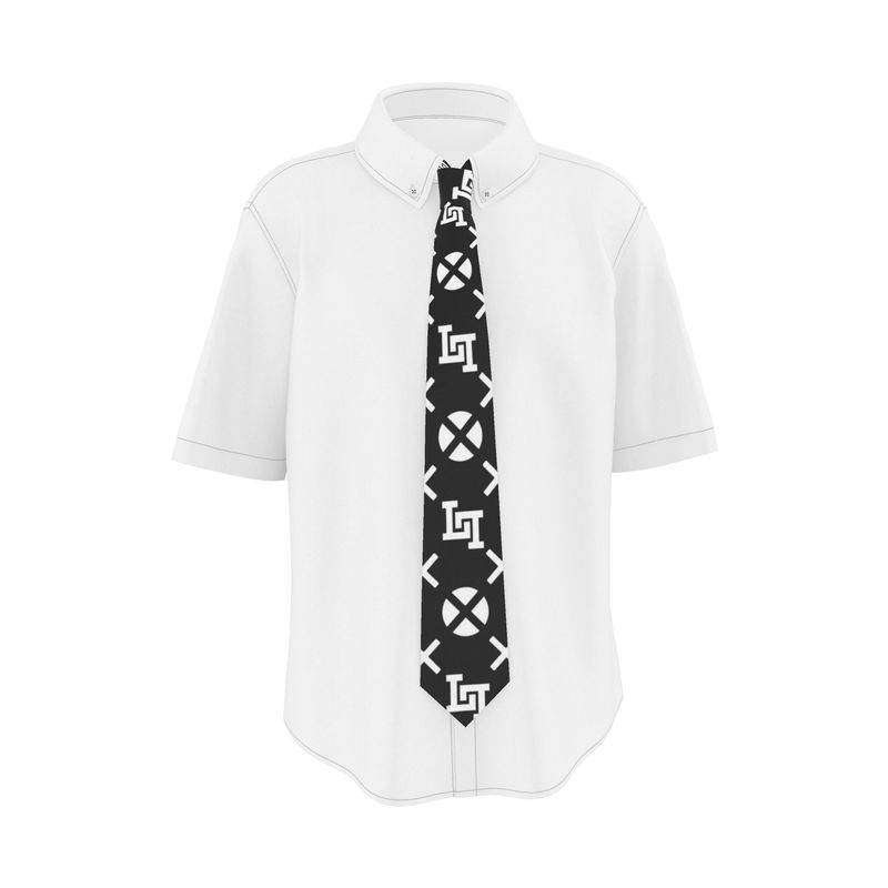 Lobo LeBlanc Black Monogram Handmade Silk Neck Tie