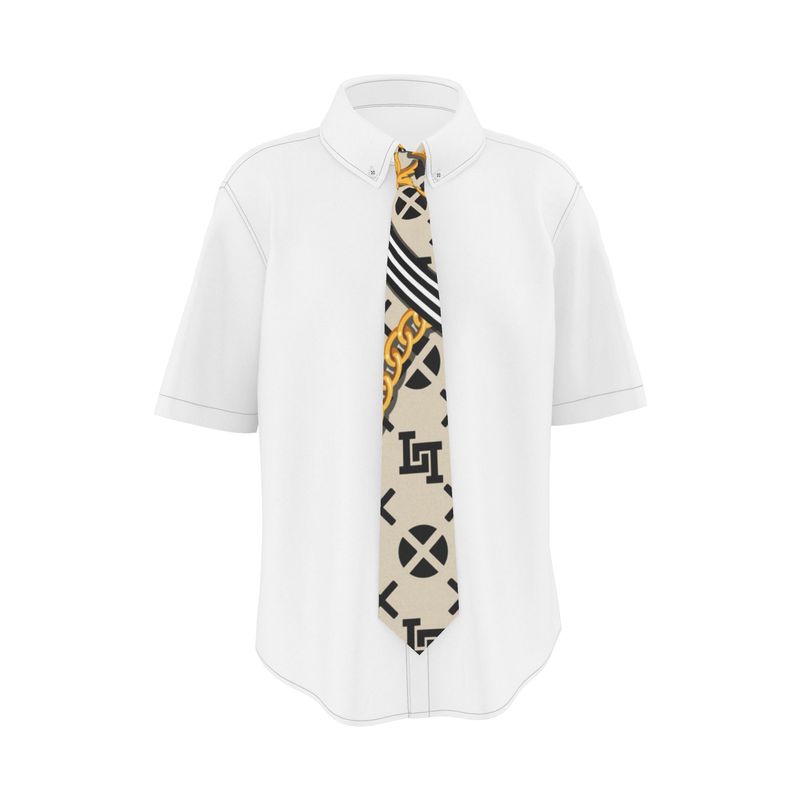 Lobo LeBlanc Gold Monogram Handmade Silk Neck Tie