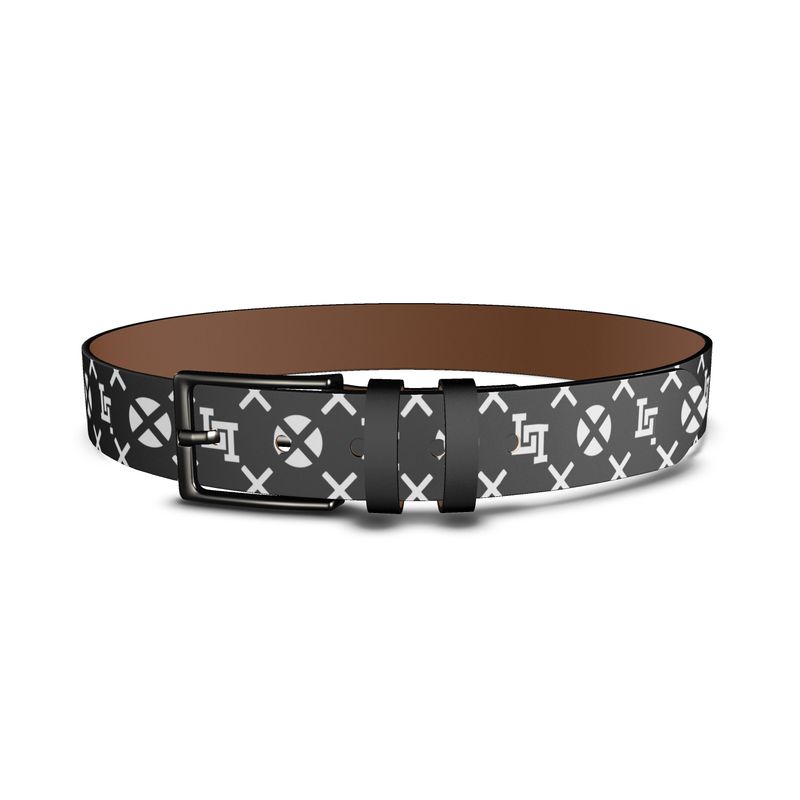 Lobo LeBlanc Black Monogram Leather Belt