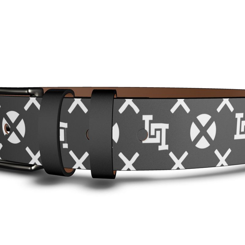 Lobo LeBlanc Black Monogram Leather Belt