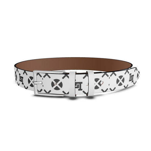 Lobo LeBlanc White Monogram Leather Belt