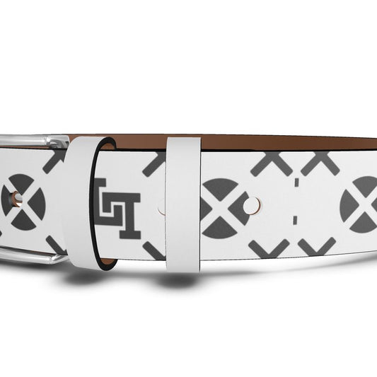 Lobo LeBlanc White Monogram Leather Belt